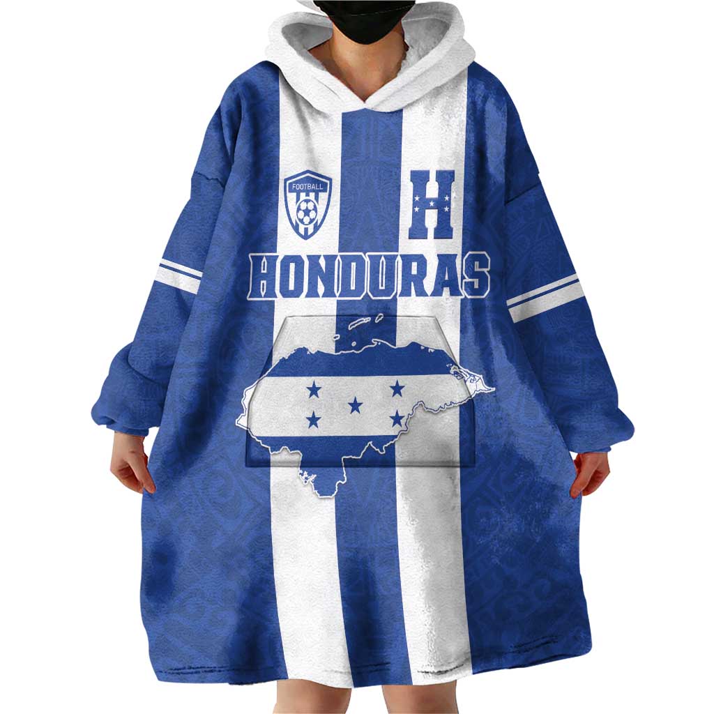 Custom Honduras Football Wearable Blanket Hoodie La H Go Champion - Wonder Print Shop