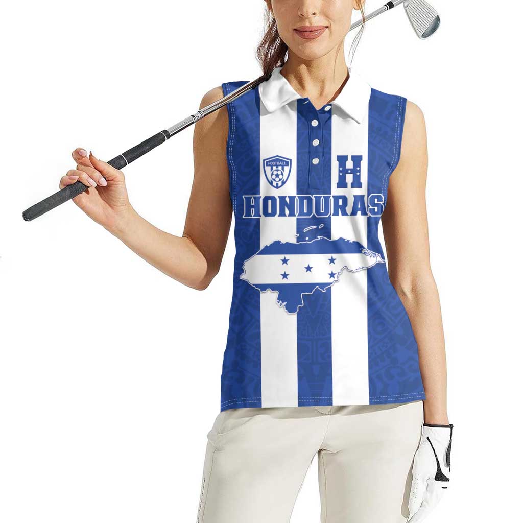Custom Honduras Football Women Sleeveless Polo Shirt La H Go Champion - Wonder Print Shop