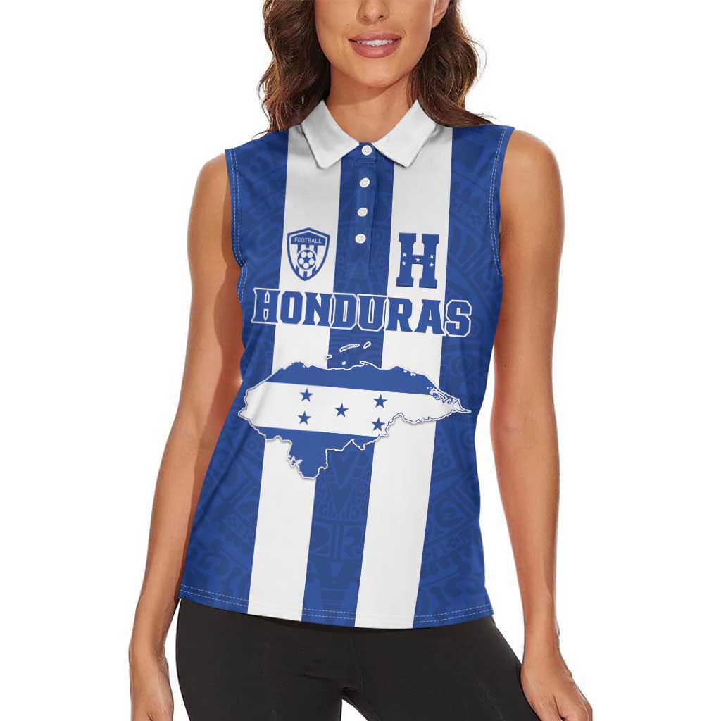 Custom Honduras Football Women Sleeveless Polo Shirt La H Go Champion - Wonder Print Shop