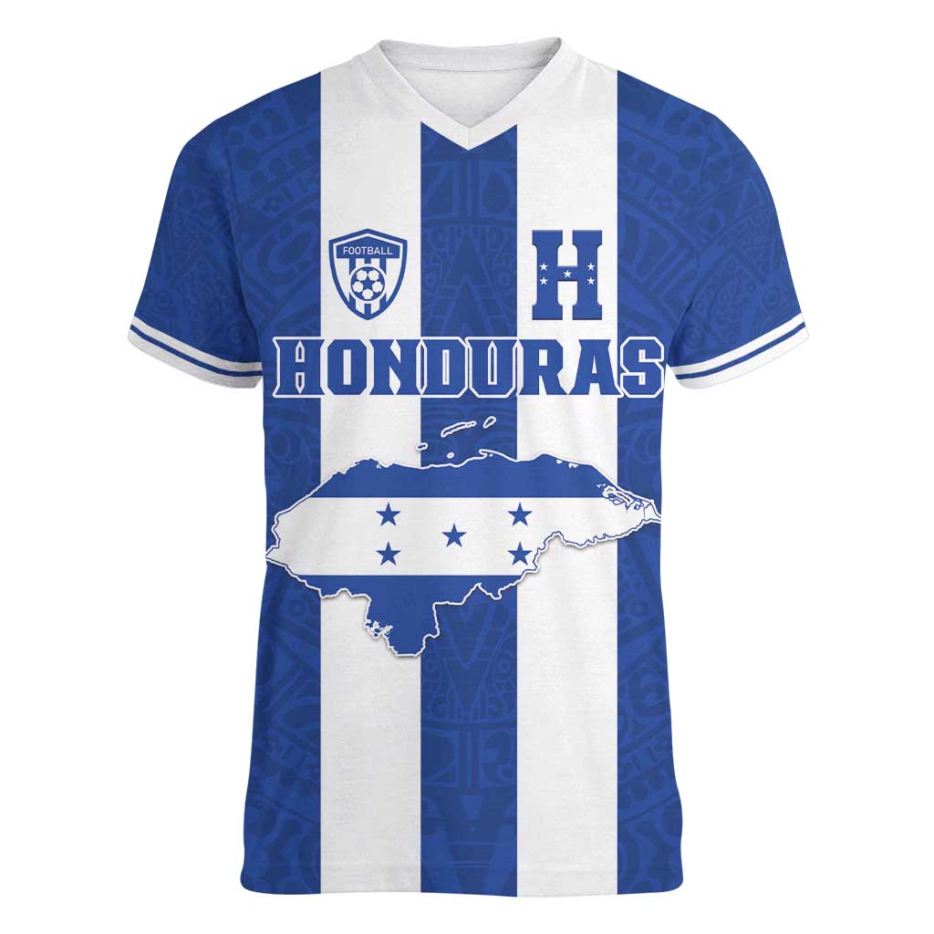 Custom Honduras Football Women V-Neck T-Shirt La H Go Champion - Wonder Print Shop