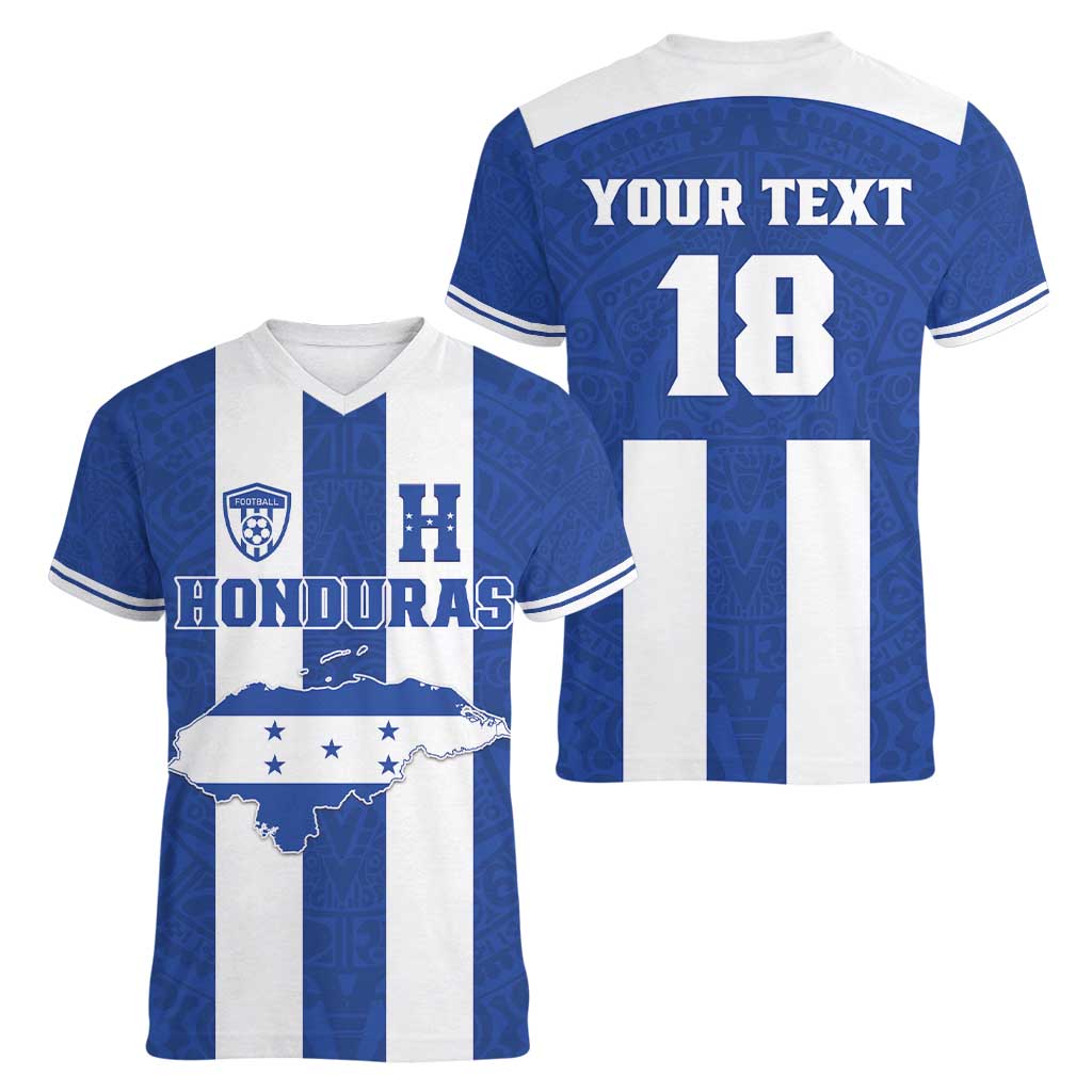 Custom Honduras Football Women V-Neck T-Shirt La H Go Champion - Wonder Print Shop