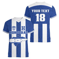 Custom Honduras Football Women V-Neck T-Shirt La H Go Champion - Wonder Print Shop