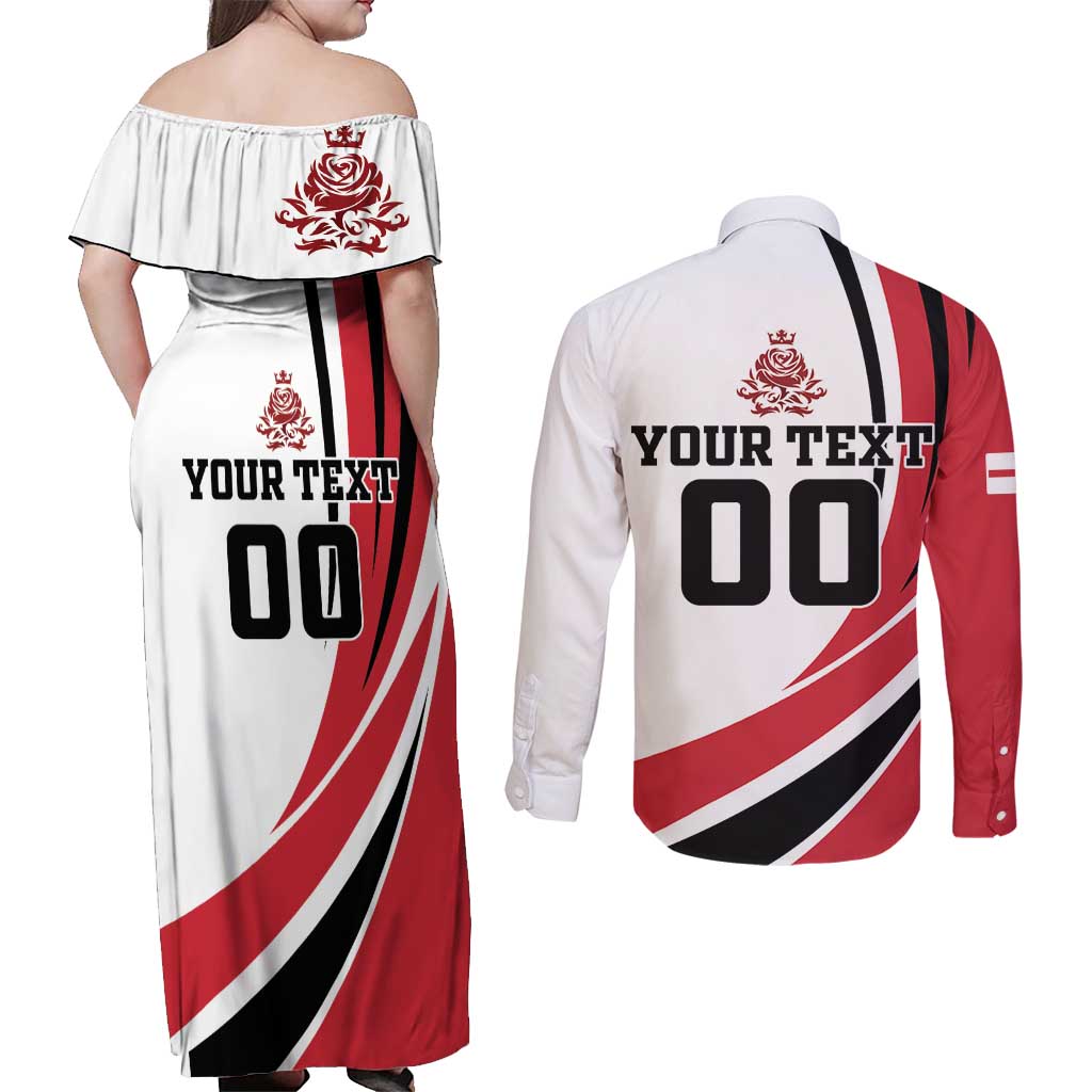 Custom England Football Couples Matching Off Shoulder Maxi Dress and Long Sleeve Button Shirt Simple Style - Wonder Print Shop