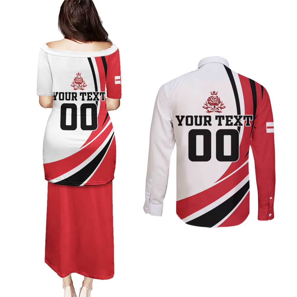 Custom England Football Couples Matching Puletasi and Long Sleeve Button Shirt Simple Style - Wonder Print Shop