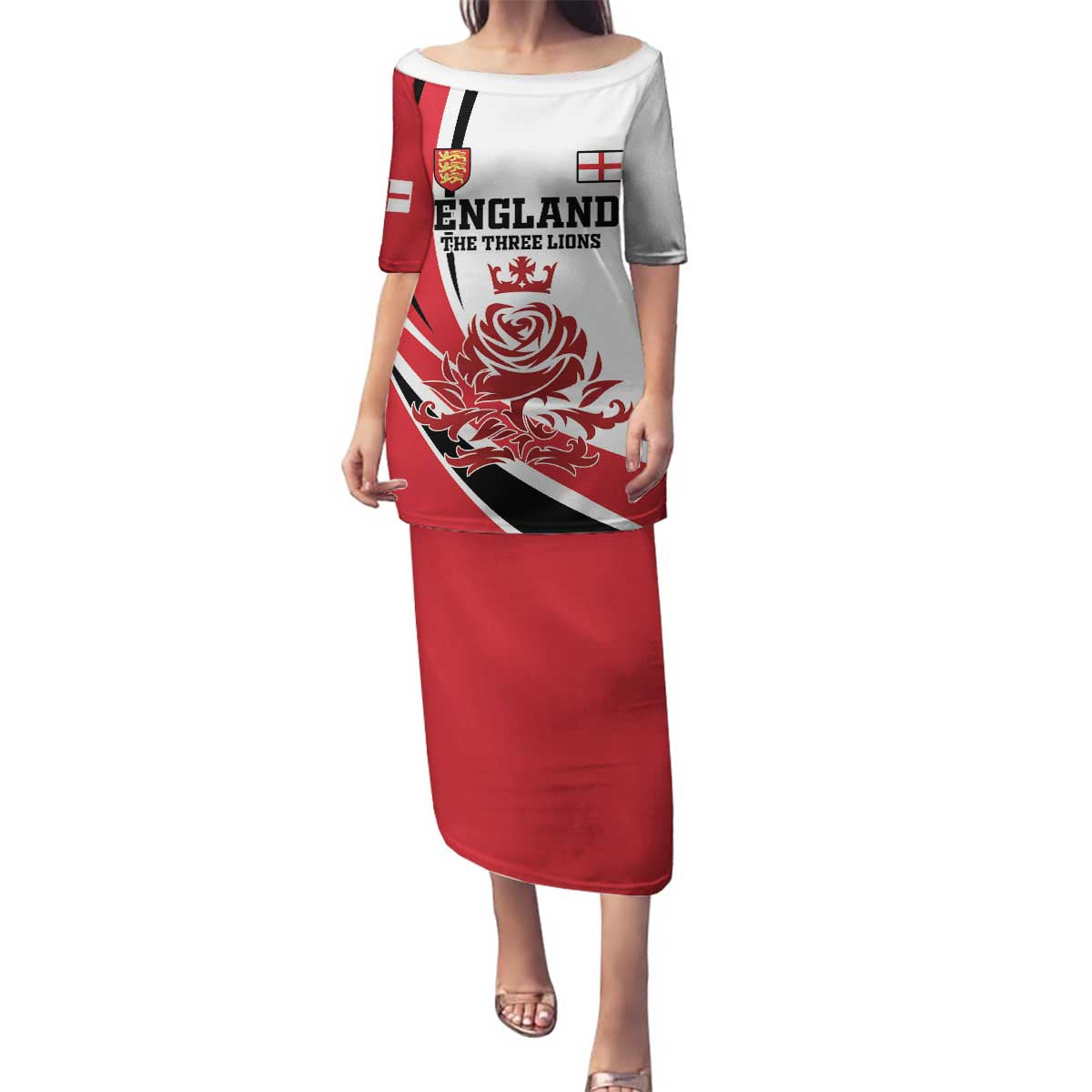 Custom England Football Family Matching Puletasi and Hawaiian Shirt Simple Style - Wonder Print Shop