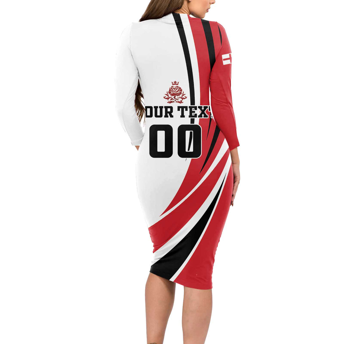 Custom England Football Long Sleeve Bodycon Dress Simple Style - Wonder Print Shop