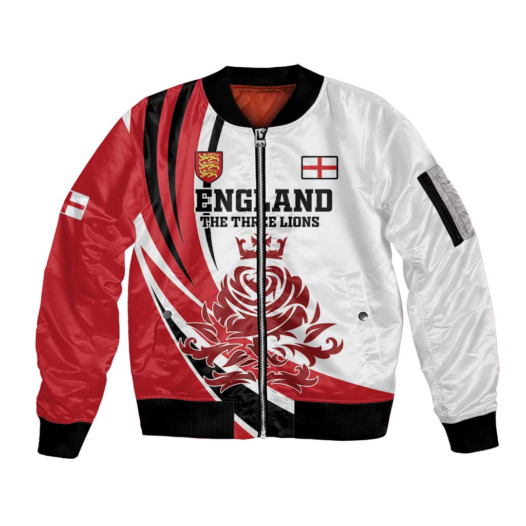 Custom England Football Sleeve Zip Bomber Jacket Simple Style - Wonder Print Shop