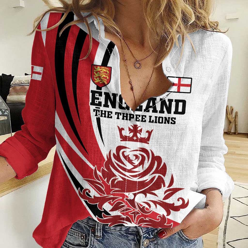 Custom England Football Women Casual Shirt Simple Style - Wonder Print Shop