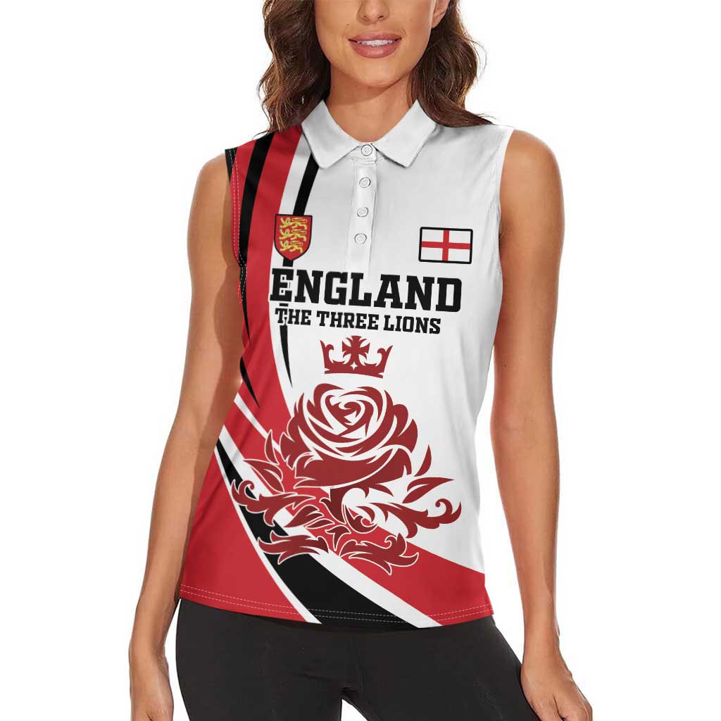 Custom England Football Women Sleeveless Polo Shirt Simple Style - Wonder Print Shop