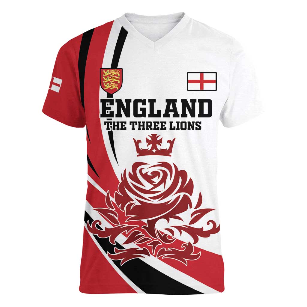 Custom England Football Women V-Neck T-Shirt Simple Style - Wonder Print Shop