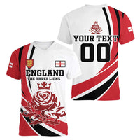 Custom England Football Women V-Neck T-Shirt Simple Style - Wonder Print Shop