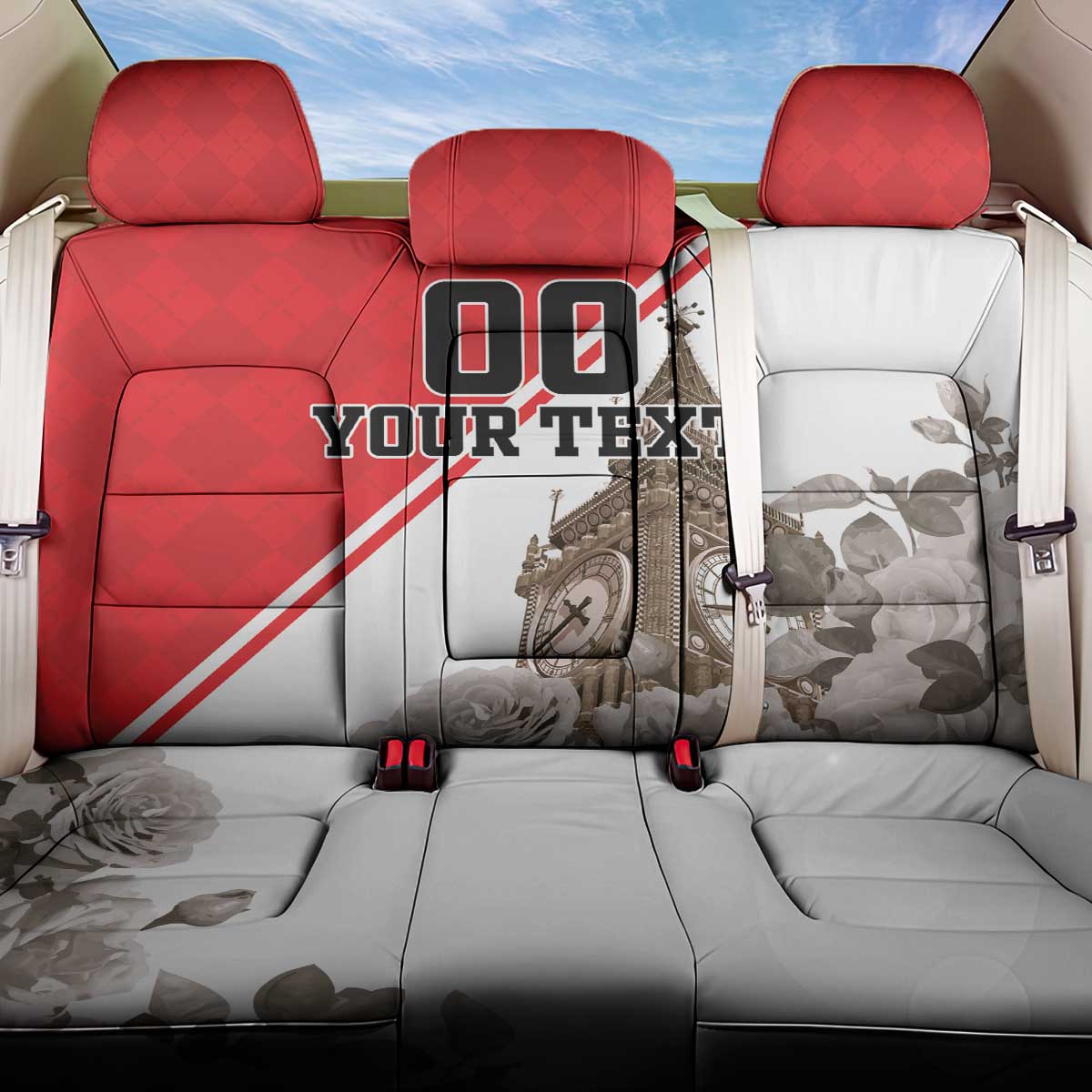 Custom England Rose Back Car Seat Cover With Big Ben - Wonder Print Shop