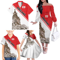 Custom England Rose Family Matching Off The Shoulder Long Sleeve Dress and Hawaiian Shirt With Big Ben - Wonder Print Shop