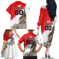 Custom England Rose Family Matching Off The Shoulder Long Sleeve Dress and Hawaiian Shirt With Big Ben - Wonder Print Shop