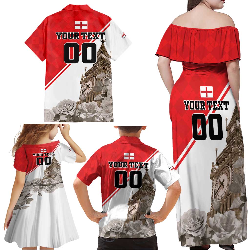 Custom England Rose Family Matching Off Shoulder Maxi Dress and Hawaiian Shirt With Big Ben - Wonder Print Shop