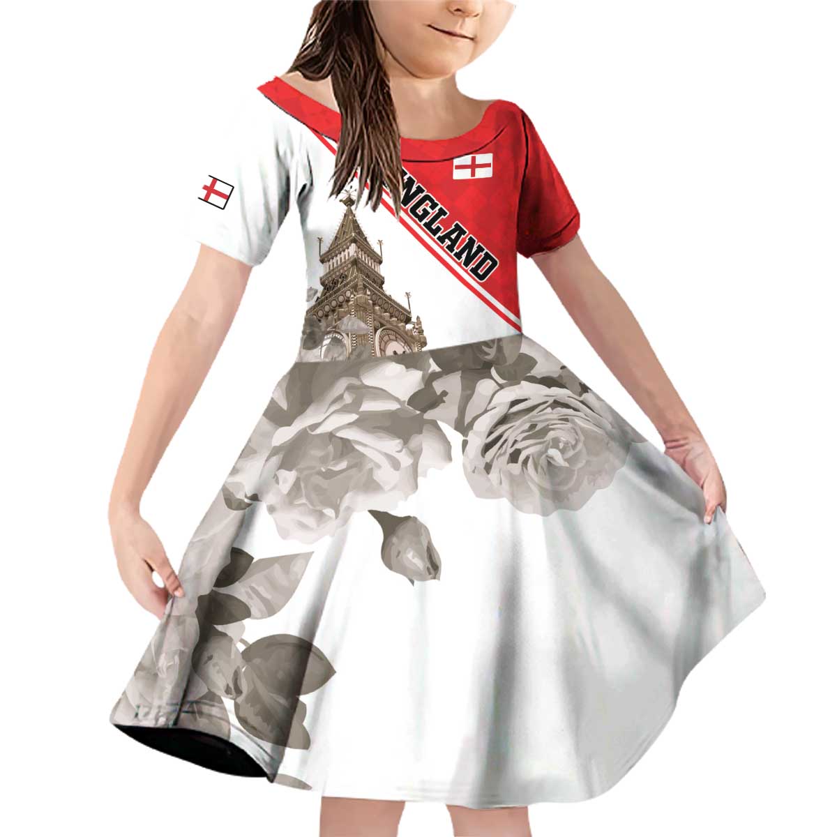 Custom England Rose Family Matching Off Shoulder Short Dress and Hawaiian Shirt With Big Ben - Wonder Print Shop