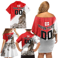 Custom England Rose Family Matching Off Shoulder Short Dress and Hawaiian Shirt With Big Ben - Wonder Print Shop