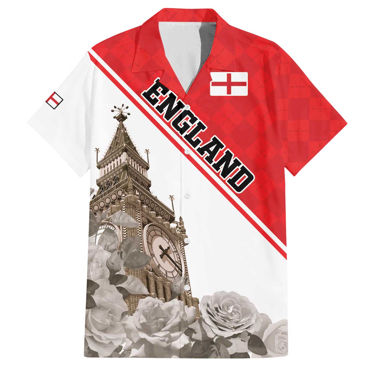 Custom England Rose Family Matching Puletasi and Hawaiian Shirt With Big Ben - Wonder Print Shop