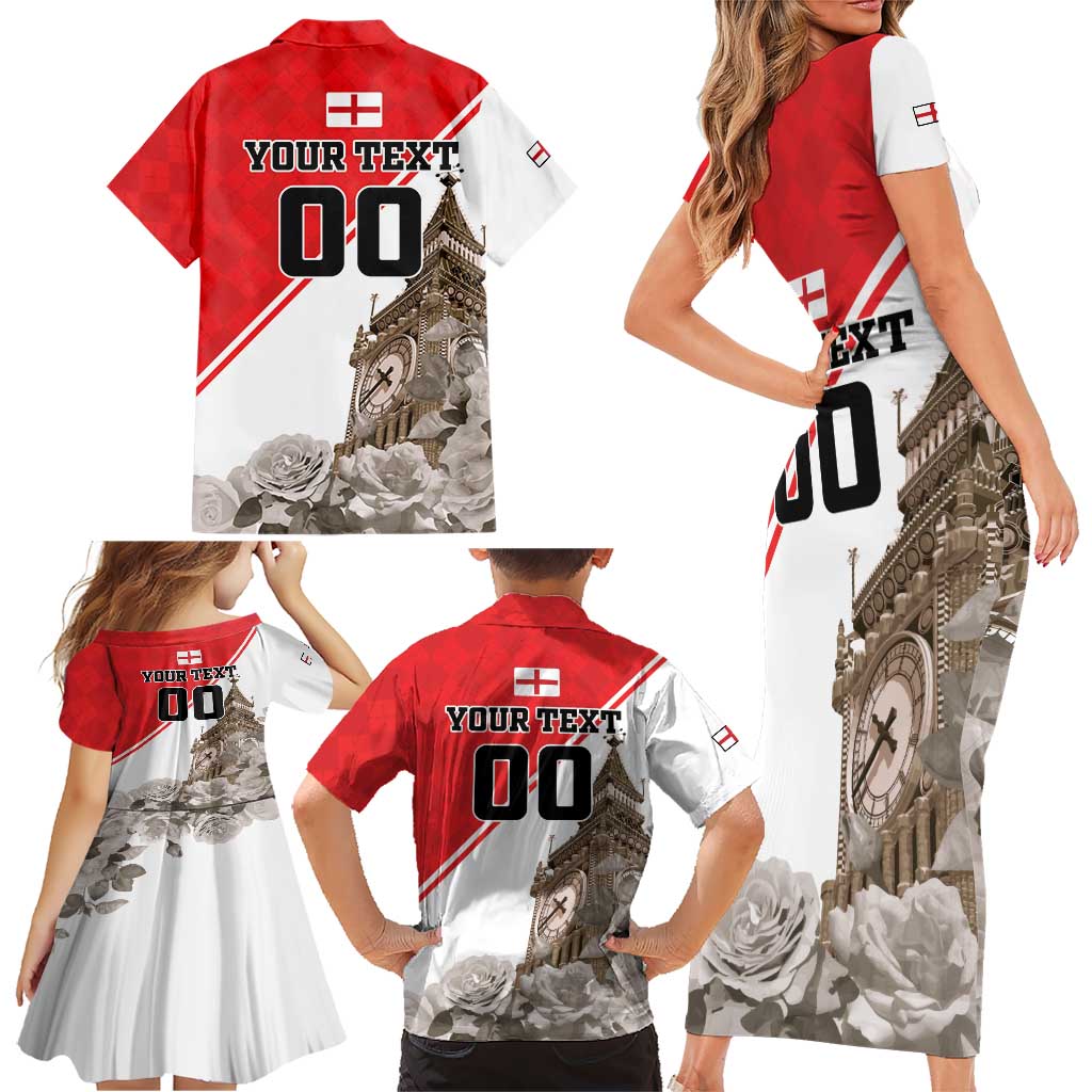 Custom England Rose Family Matching Short Sleeve Bodycon Dress and Hawaiian Shirt With Big Ben - Wonder Print Shop