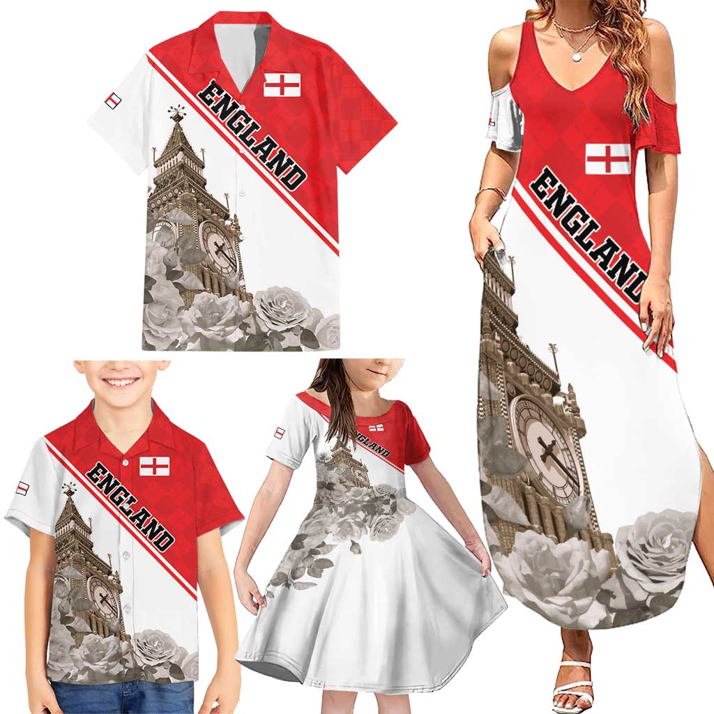 Custom England Rose Family Matching Summer Maxi Dress and Hawaiian Shirt With Big Ben - Wonder Print Shop