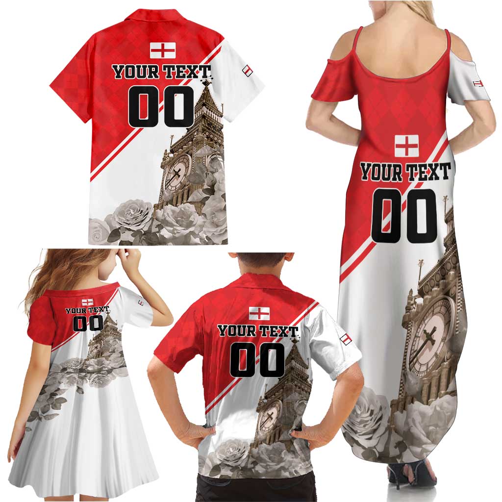 Custom England Rose Family Matching Summer Maxi Dress and Hawaiian Shirt With Big Ben - Wonder Print Shop