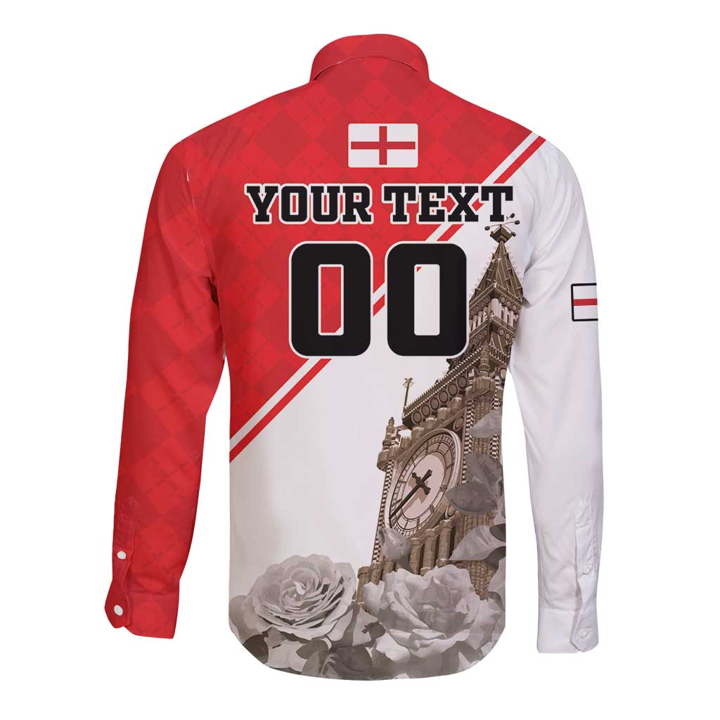 Custom England Rose Long Sleeve Button Shirt With Big Ben - Wonder Print Shop