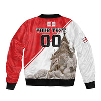 Custom England Rose Sleeve Zip Bomber Jacket With Big Ben - Wonder Print Shop