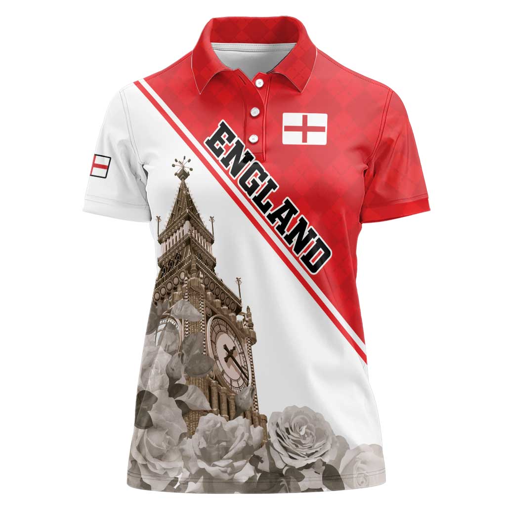 Custom England Rose Women Polo Shirt With Big Ben - Wonder Print Shop