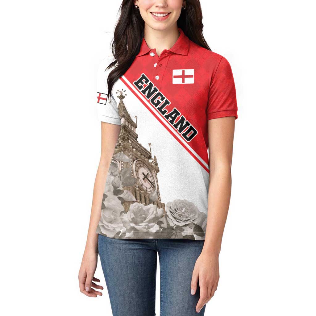 Custom England Rose Women Polo Shirt With Big Ben - Wonder Print Shop