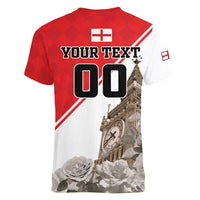Custom England Rose Women V-Neck T-Shirt With Big Ben - Wonder Print Shop