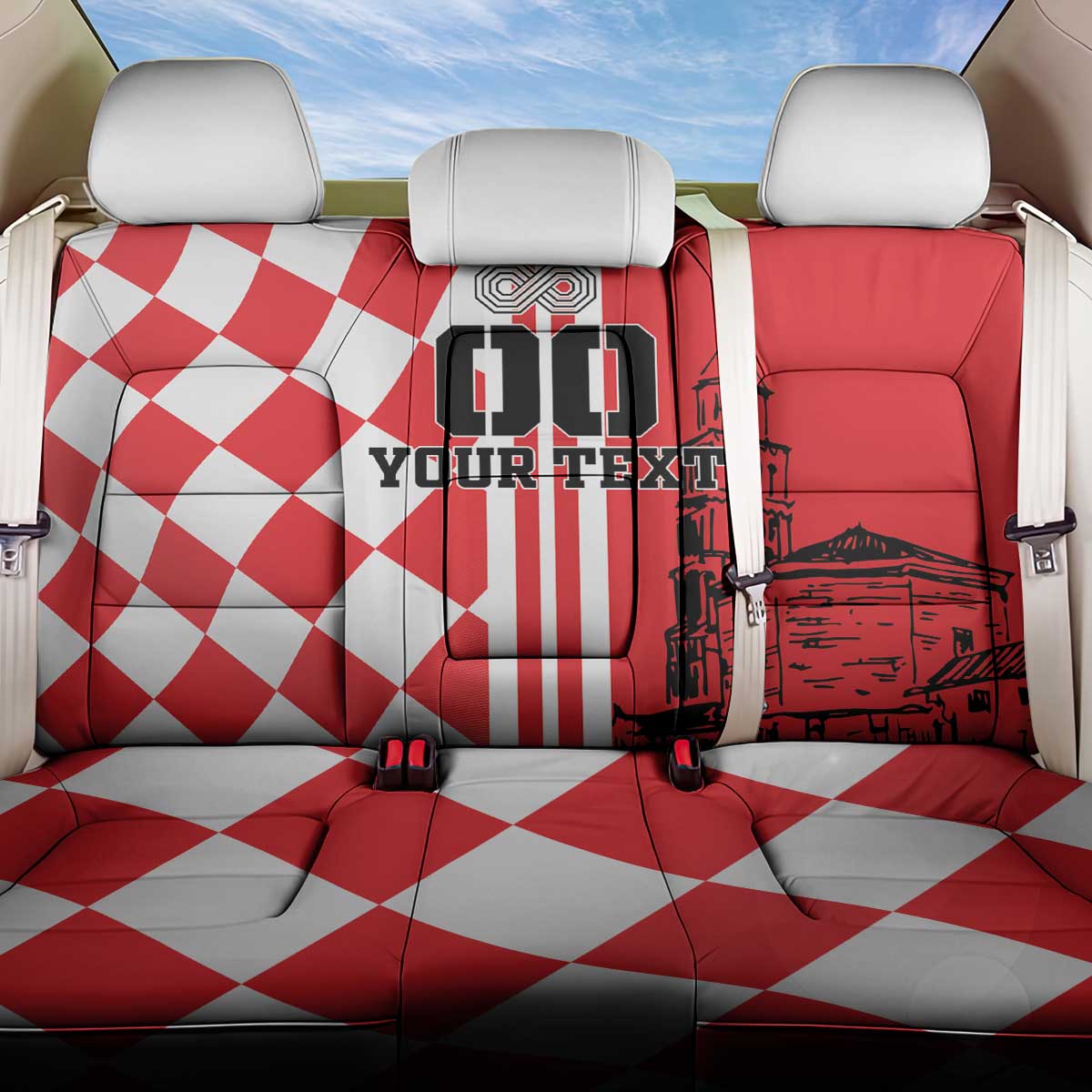 Custom Croatia Back Car Seat Cover Checkerboard Hrvatska Simple Style - Wonder Print Shop