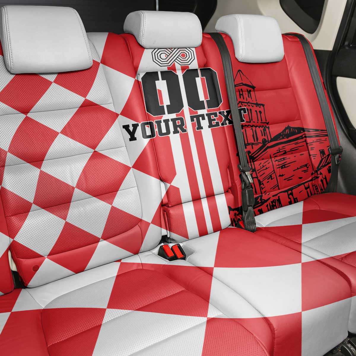 Custom Croatia Back Car Seat Cover Checkerboard Hrvatska Simple Style - Wonder Print Shop