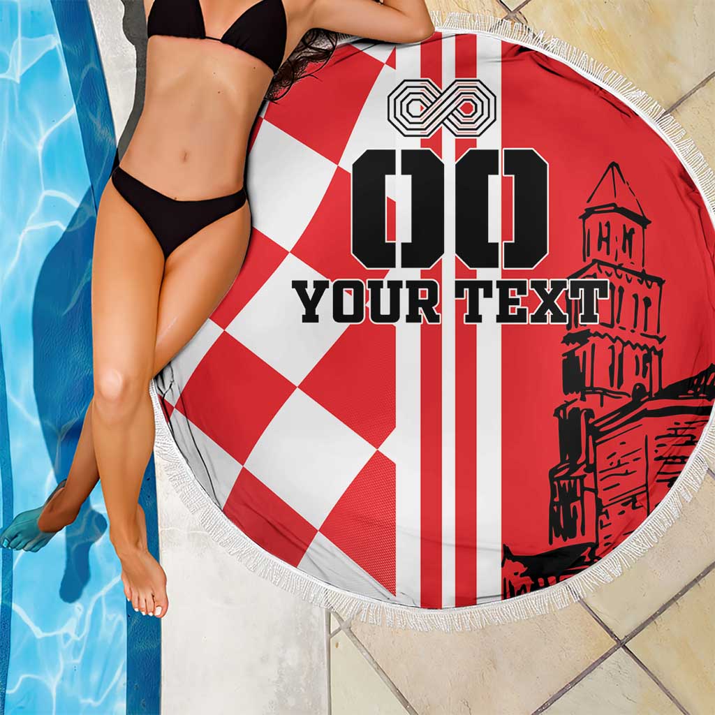 Custom Croatia Beach Blanket Checkerboard Hrvatska Simple Style - Wonder Print Shop