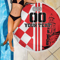 Custom Croatia Beach Blanket Checkerboard Hrvatska Simple Style - Wonder Print Shop