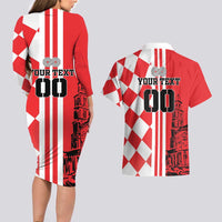 Custom Croatia Couples Matching Long Sleeve Bodycon Dress and Hawaiian Shirt Checkerboard Hrvatska Simple Style - Wonder Print Shop