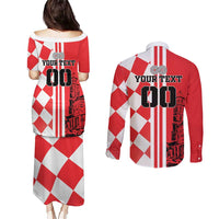 Custom Croatia Couples Matching Puletasi and Long Sleeve Button Shirt Checkerboard Hrvatska Simple Style - Wonder Print Shop
