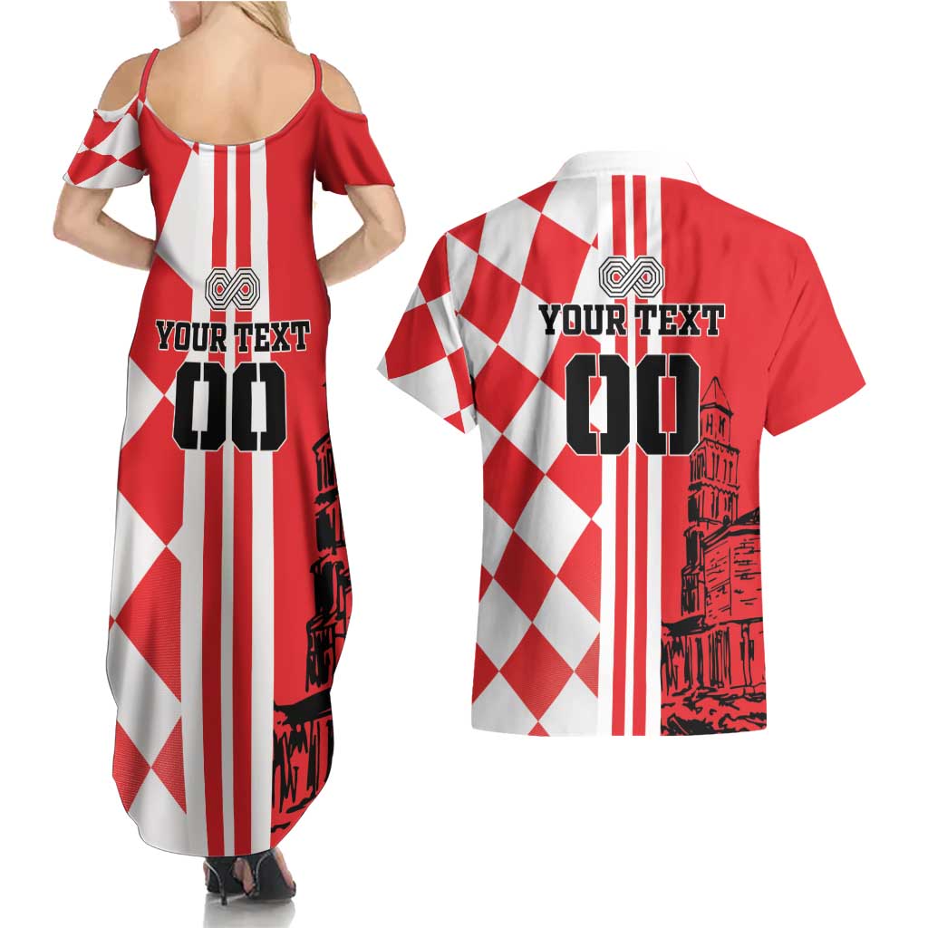 Custom Croatia Couples Matching Summer Maxi Dress and Hawaiian Shirt Checkerboard Hrvatska Simple Style - Wonder Print Shop