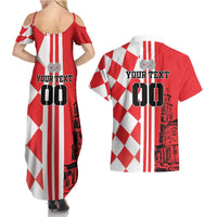 Custom Croatia Couples Matching Summer Maxi Dress and Hawaiian Shirt Checkerboard Hrvatska Simple Style - Wonder Print Shop