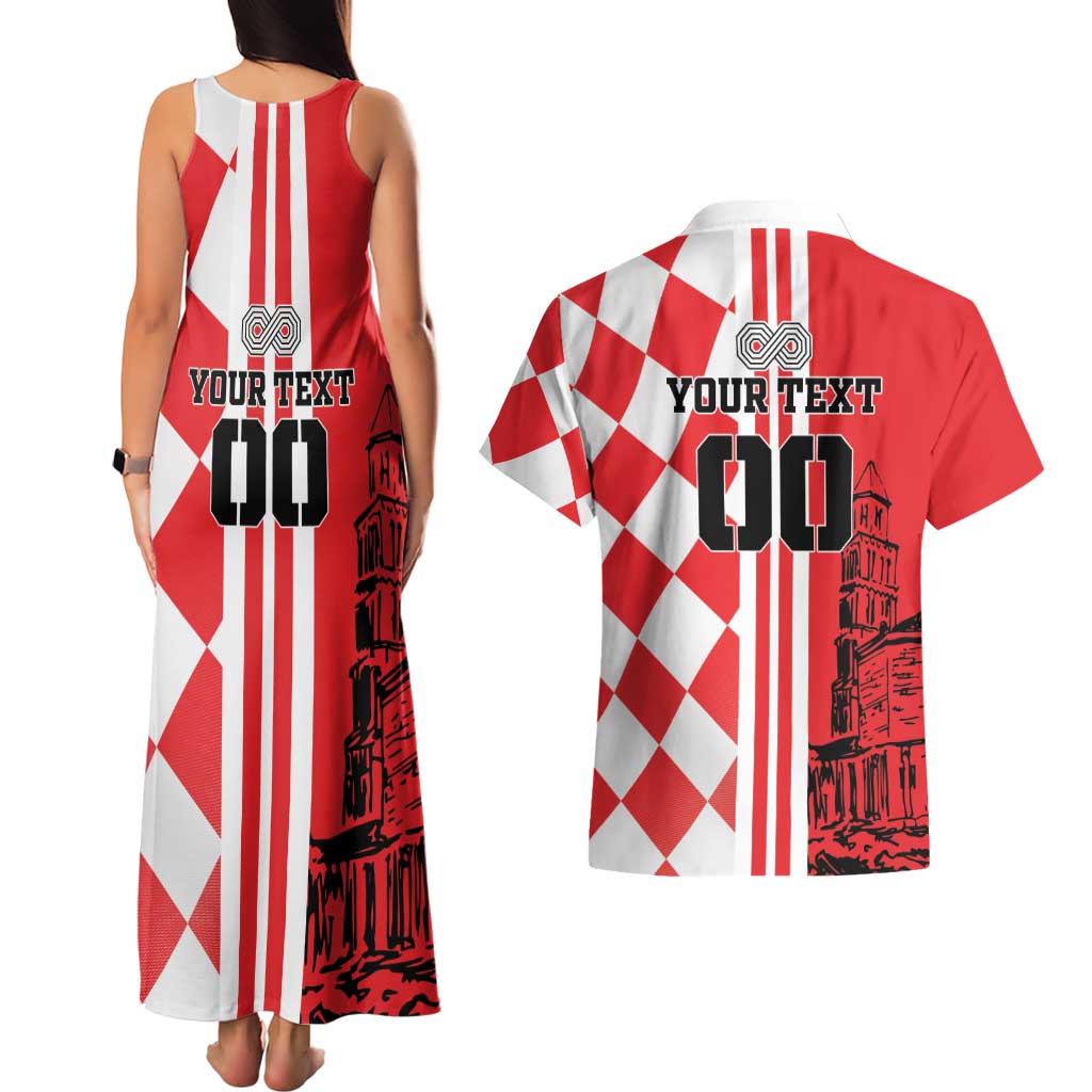 Custom Croatia Couples Matching Tank Maxi Dress and Hawaiian Shirt Checkerboard Hrvatska Simple Style - Wonder Print Shop