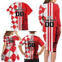 Custom Croatia Family Matching Long Sleeve Bodycon Dress and Hawaiian Shirt Checkerboard Hrvatska Simple Style - Wonder Print Shop