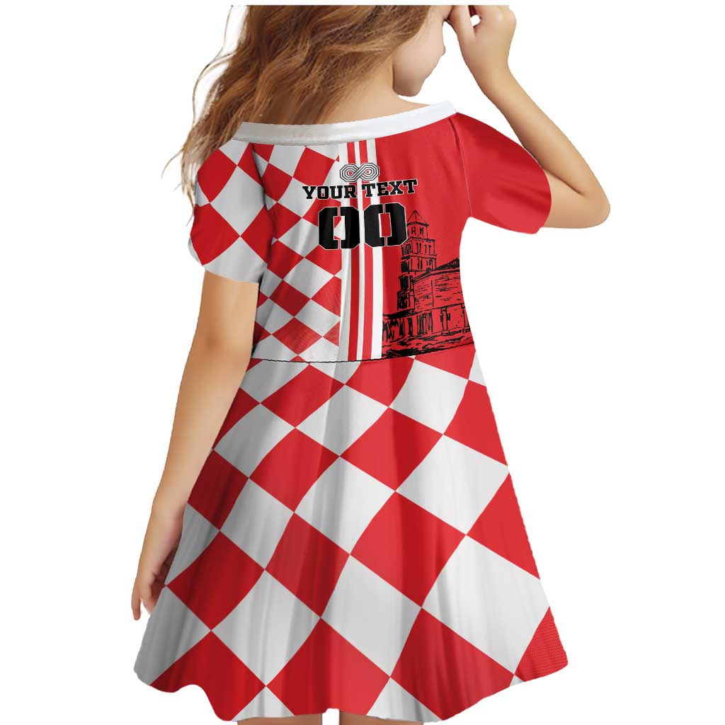 Custom Croatia Family Matching Mermaid Dress and Hawaiian Shirt Checkerboard Hrvatska Simple Style - Wonder Print Shop