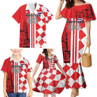 Custom Croatia Family Matching Mermaid Dress and Hawaiian Shirt Checkerboard Hrvatska Simple Style - Wonder Print Shop