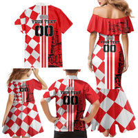 Custom Croatia Family Matching Mermaid Dress and Hawaiian Shirt Checkerboard Hrvatska Simple Style - Wonder Print Shop