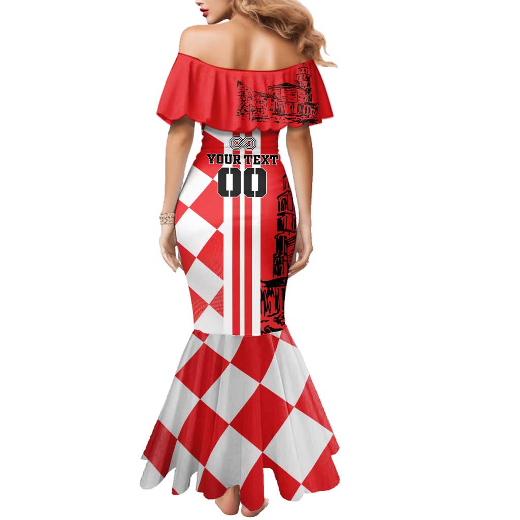 Custom Croatia Family Matching Mermaid Dress and Hawaiian Shirt Checkerboard Hrvatska Simple Style - Wonder Print Shop