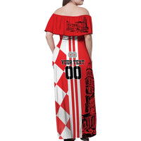 Custom Croatia Family Matching Off Shoulder Maxi Dress and Hawaiian Shirt Checkerboard Hrvatska Simple Style - Wonder Print Shop