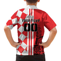 Custom Croatia Family Matching Off Shoulder Short Dress and Hawaiian Shirt Checkerboard Hrvatska Simple Style - Wonder Print Shop