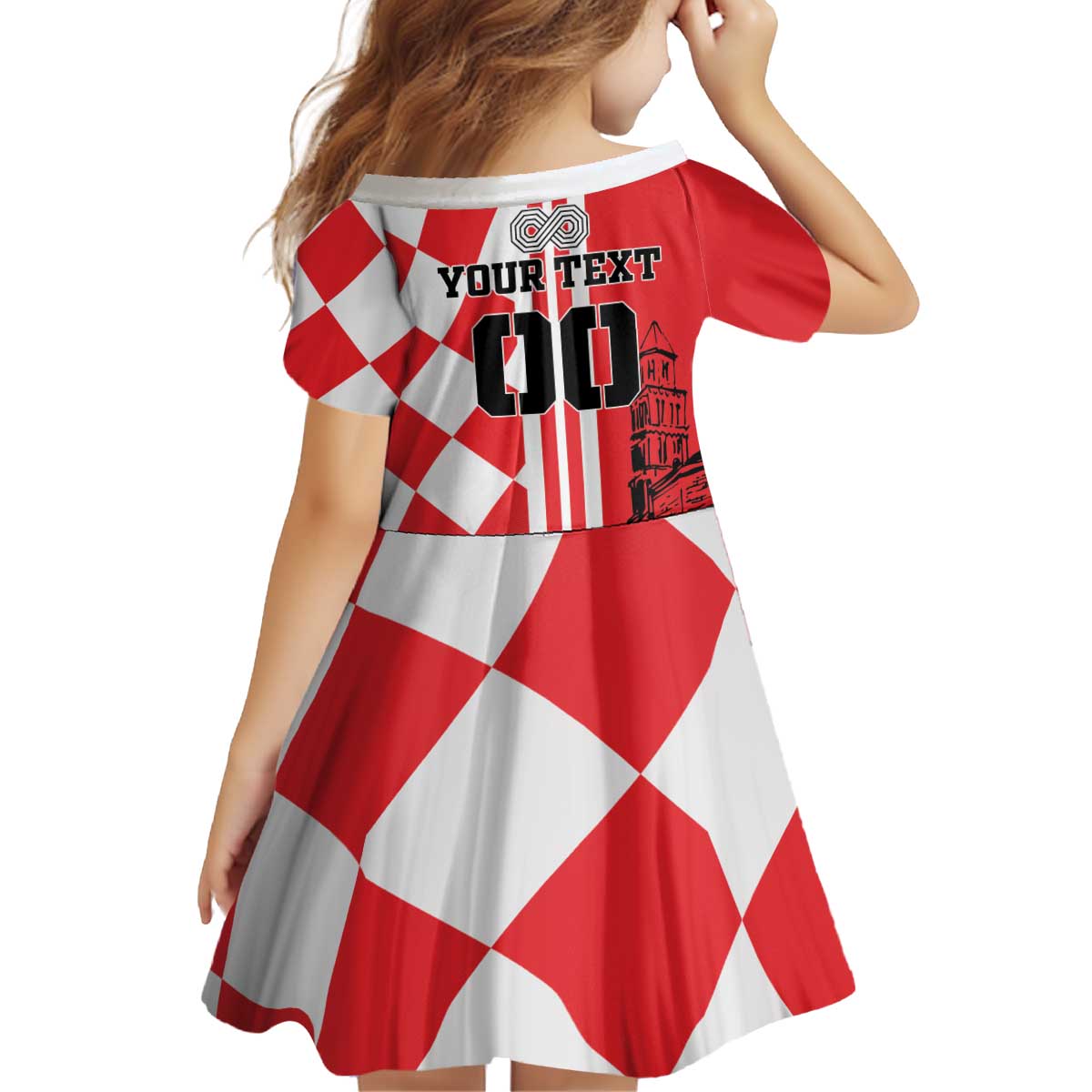 Custom Croatia Family Matching Off Shoulder Short Dress and Hawaiian Shirt Checkerboard Hrvatska Simple Style - Wonder Print Shop