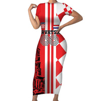 Custom Croatia Family Matching Short Sleeve Bodycon Dress and Hawaiian Shirt Checkerboard Hrvatska Simple Style - Wonder Print Shop