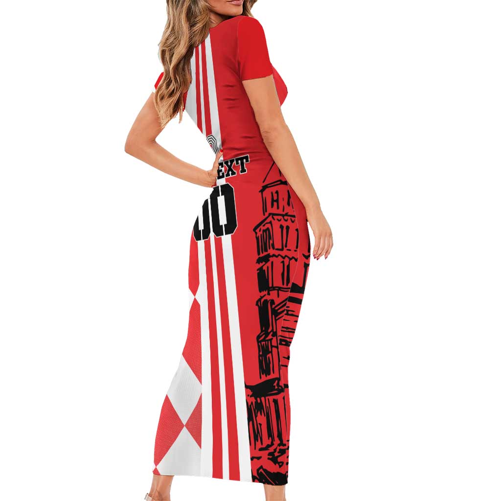 Custom Croatia Family Matching Short Sleeve Bodycon Dress and Hawaiian Shirt Checkerboard Hrvatska Simple Style - Wonder Print Shop