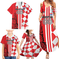 Custom Croatia Family Matching Summer Maxi Dress and Hawaiian Shirt Checkerboard Hrvatska Simple Style - Wonder Print Shop